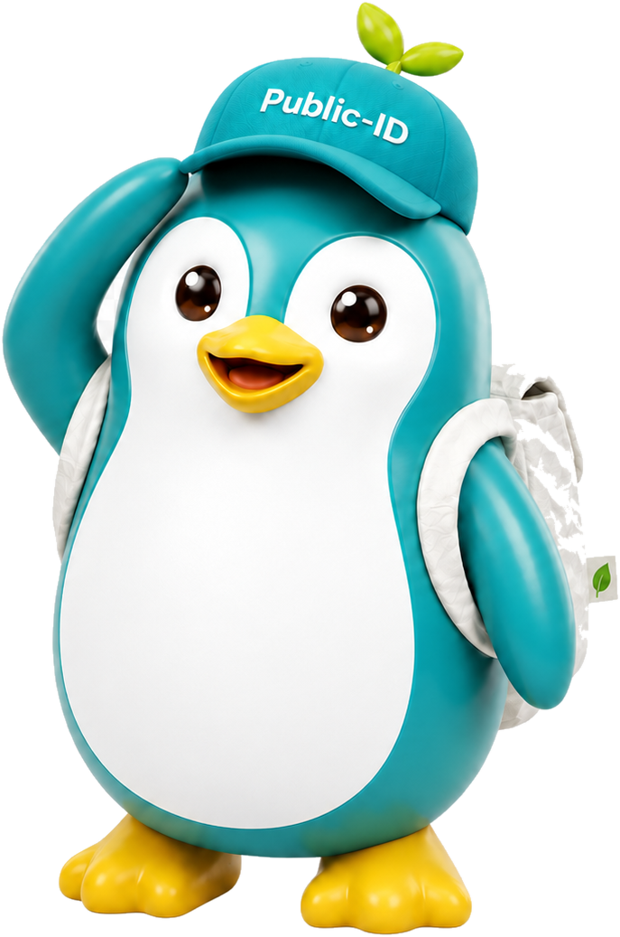 퍼블릭아이디 마스코트 퍼이가 손을 흔들며 인사하는 모습